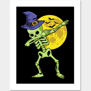 Dabbing Skeleton Witch Hat Halloween Costume Posters and Art